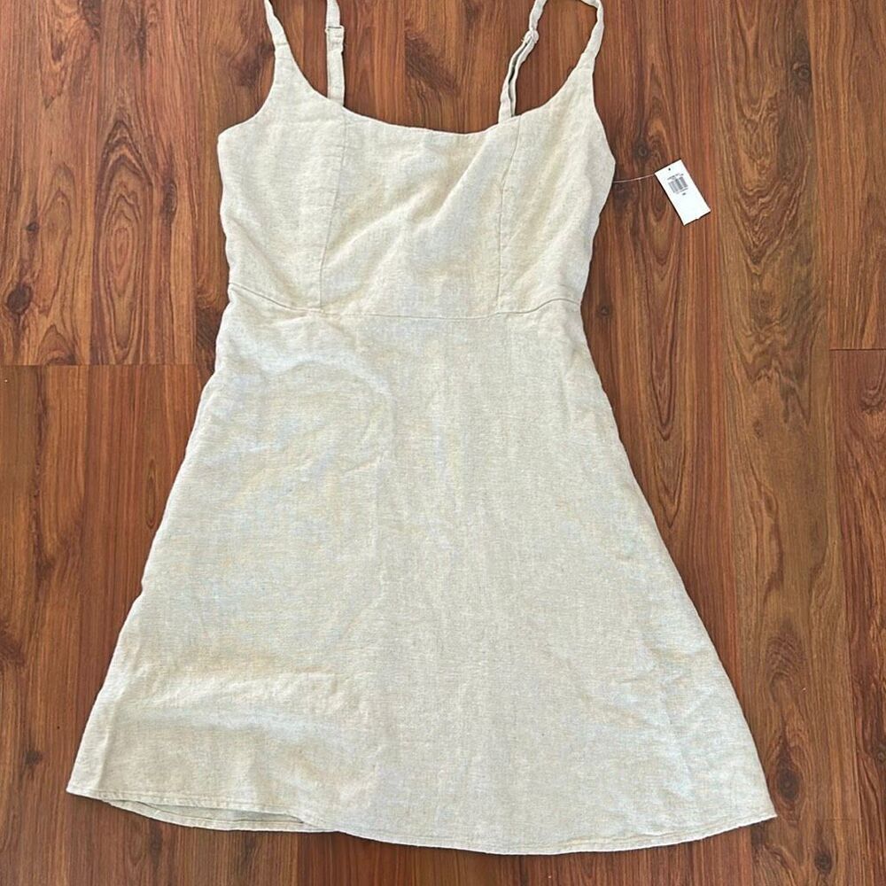 NWT Old Navy tan beige linen blend spaghetti strap sundress with pockets size XS